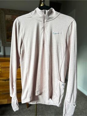 Nike Pink Reflective Quarter-Zip Long Sleeve Top